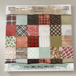 Tim Holtz Idea-ology Christmas Paper Stash 24 Pages of 8” X 8” Paper